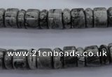 CRB126 15.5 inches 4*10mm & 7*10mm rondelle grey picture jasper beads