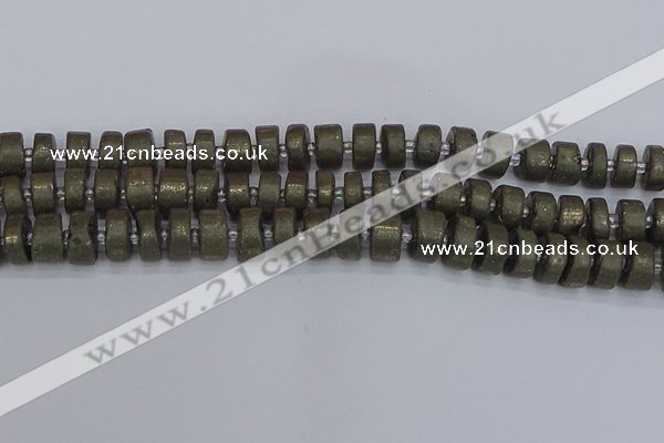 CRB1261 15.5 inches 6*12mm tyre matte pyrite gemstone beads