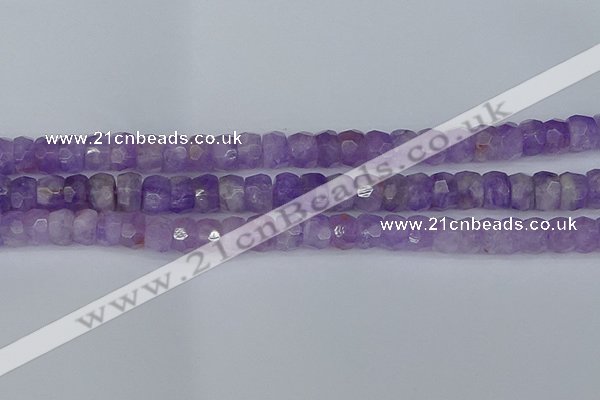 CRB1272 15.5 inches 6*10mm faceted rondelle lavender amethyst beads