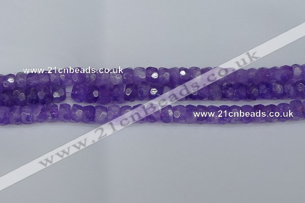 CRB1276 15.5 inches 6*10mm faceted rondelle lavender amethyst beads