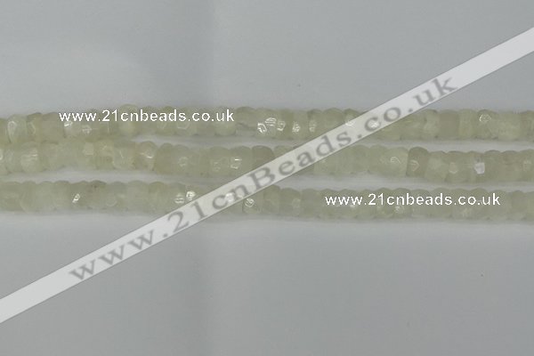 CRB1279 15.5 inches 5*8mm faceted rondelle white moonstone beads