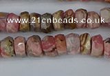 CRB1282 15.5 inches 4*6mm faceted rondelle rhodochrosite beads