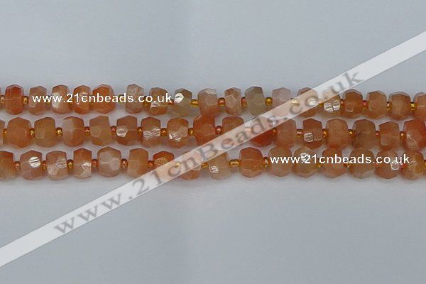 CRB1292 15.5 inches 6*10mm faceted rondelle moonstone beads