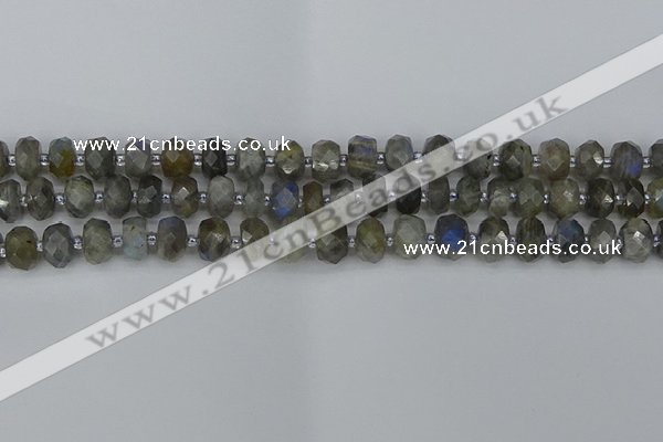 CRB1295 15.5 inches 5*8mm faceted rondelle labradorite beads