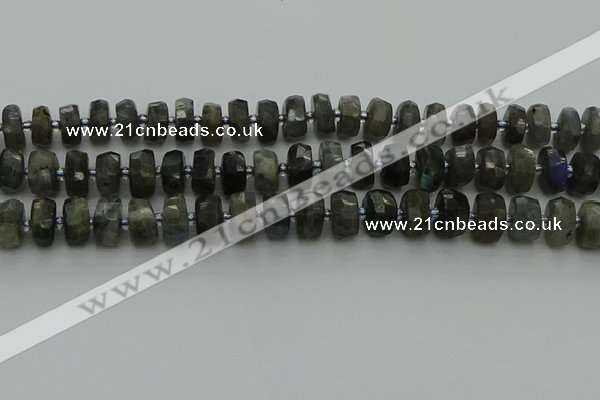 CRB1301 15.5 inches 6*10mm faceted rondelle labradorite beads