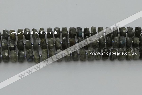 CRB1302 15.5 inches 6*12mm faceted rondelle labradorite beads