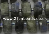 CRB1303 15.5 inches 7*14mm faceted rondelle labradorite beads