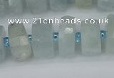 CRB1312 15.5 inches 6*12mm faceted rondelle aquamarine beads