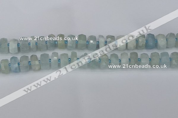 CRB1312 15.5 inches 6*12mm faceted rondelle aquamarine beads