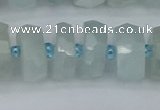 CRB1314 15.5 inches 7*14mm faceted rondelle aquamarine beads