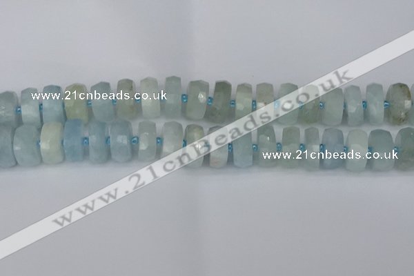 CRB1315 15.5 inches 8*16mm faceted rondelle aquamarine beads