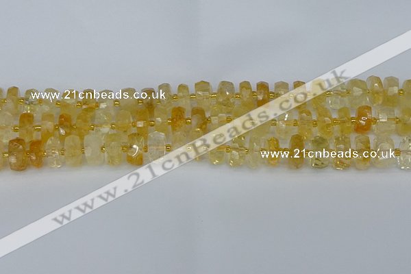 CRB1321 15.5 inches 6*10mm faceted rondelle citrine beads