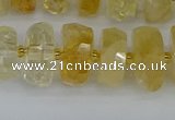 CRB1322 15.5 inches 6*12mm faceted rondelle citrine beads