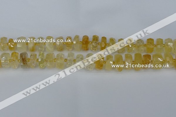 CRB1322 15.5 inches 6*12mm faceted rondelle citrine beads