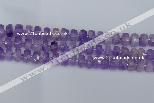 CRB1331 15.5 inches 6*10mm faceted rondelle lavender amethyst beads