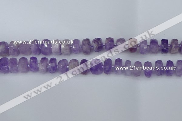 CRB1332 15.5 inches 6*12mm faceted rondelle lavender amethyst beads