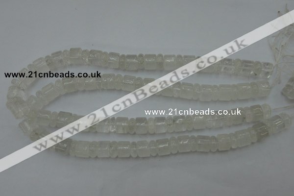 CRB134 15.5 inches 6*12mm & 10*12mm rondelle white crystal beads