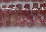 CRB1341 15.5 inches 6*10mm faceted rondelle strawberry quartz beads