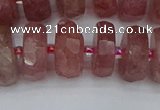 CRB1344 15.5 inches 8*16mm faceted rondelle strawberry quartz beads