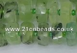 CRB1352 15.5 inches 6*12mm faceted rondelle green rutilated quartz beads