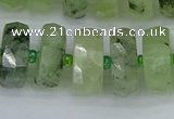 CRB1354 15.5 inches 8*16mm faceted rondelle green rutilated quartz beads