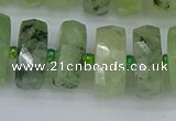 CRB1355 15.5 inches 8*18mm faceted rondelle green rutilated quartz beads