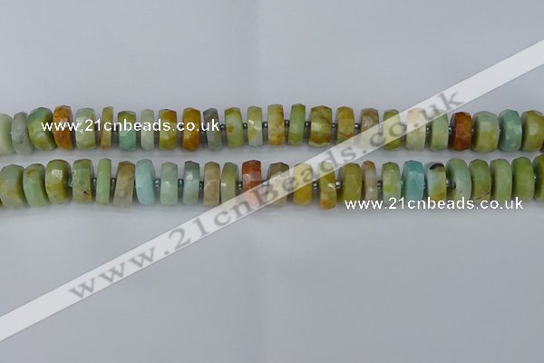 CRB1361 15.5 inches 6*10mm faceted rondelle Chinese amazonite beads