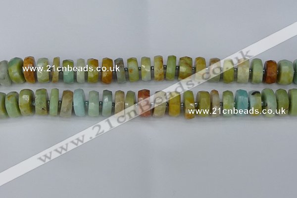 CRB1362 15.5 inches 6*12mm faceted rondelle Chinese amazonite beads