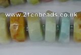 CRB1364 15.5 inches 8*16mm faceted rondelle Chinese amazonite beads