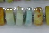 CRB1365 15.5 inches 8*18mm faceted rondelle Chinese amazonite beads