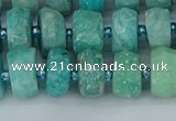 CRB1371 15.5 inches 6*10mm faceted rondelle amazonite beads