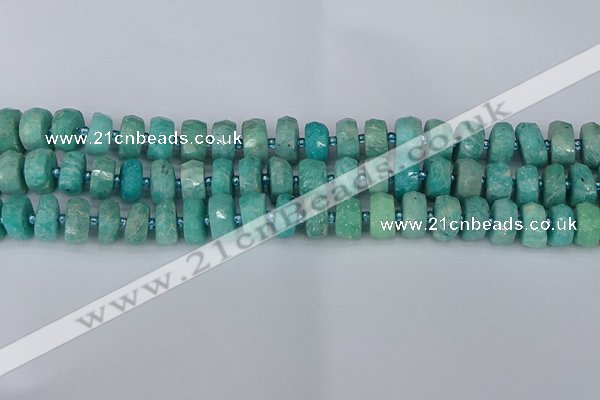 CRB1371 15.5 inches 6*10mm faceted rondelle amazonite beads