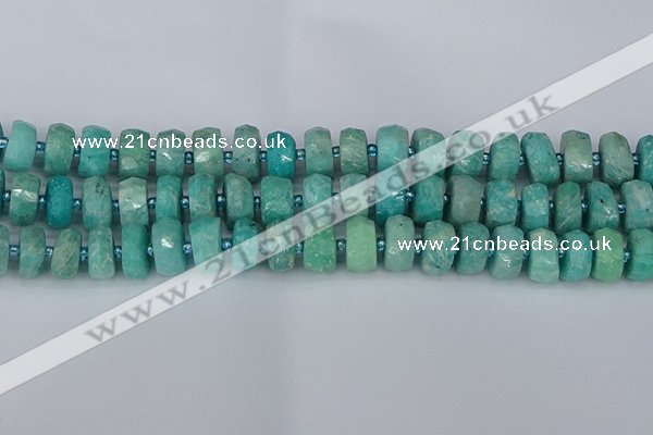 CRB1372 15.5 inches 6*12mm faceted rondelle amazonite beads