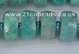 CRB1374 15.5 inches 8*16mm faceted rondelle amazonite beads