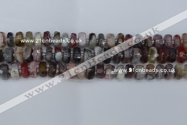 CRB1382 15.5 inches 6*12mm faceted rondelle botswana agate beads