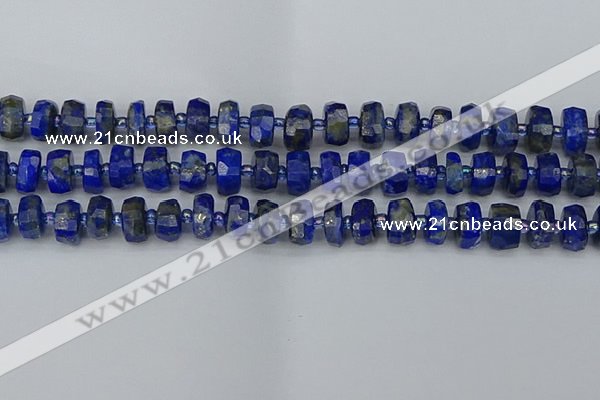 CRB1391 15.5 inches 6*10mm faceted rondelle lapis lazuli beads