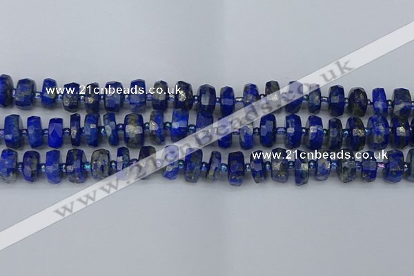 CRB1392 15.5 inches 6*12mm faceted rondelle lapis lazuli beads