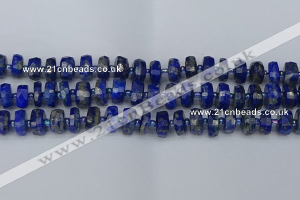 CRB1393 15.5 inches 7*14mm faceted rondelle lapis lazuli beads