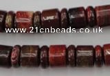 CRB140 15.5 inches 6*12mm & 10*12mm rondelle brecciated jasper beads