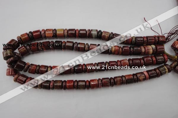 CRB140 15.5 inches 6*12mm & 10*12mm rondelle brecciated jasper beads