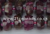 CRB1402 15.5 inches 6*12mm faceted rondelle tourmaline beads