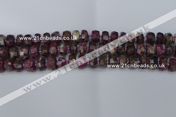 CRB1402 15.5 inches 6*12mm faceted rondelle tourmaline beads