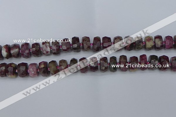 CRB1403 15.5 inches 7*14mm faceted rondelle tourmaline beads