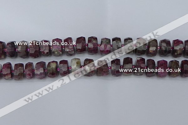 CRB1404 15.5 inches 8*16mm faceted rondelle tourmaline beads