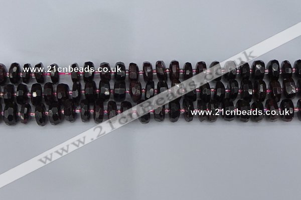 CRB1411 15.5 inches 6*10mm faceted rondelle red garnet beads