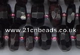 CRB1412 15.5 inches 6*12mm faceted rondelle red garnet beads