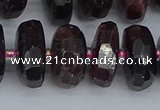 CRB1415 15.5 inches 8*18mm faceted rondelle red garnet beads