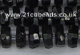 CRB1421 15.5 inches 6*10mm faceted rondelle black tourmaline beads