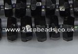 CRB1422 15.5 inches 6*12mm faceted rondelle black tourmaline beads