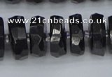 CRB1424 15.5 inches 8*16mm faceted rondelle black tourmaline beads